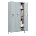 thumbnail image 1 of Metal Locker 3 Doors Employees Locker Storage Cabinet Locker School Hospital Gym Locker Requires Assembly (Gray-3 Doors), 1 of 8