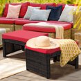 thumbnail image 4 of Gymax Ensemble de 2 Poufs Repose-Pieds en Rotin Mobilier de Patio avec Coussin Rouge, 4 of 10