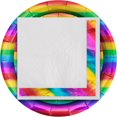 thumbnail image 1 of Rainbow Foil Paper Plates and Napkins Kit, 1 of 5