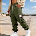 thumbnail image 4 of Ceisia Men Solid Color Loose Casual Pants Elastic Waist Drawstring Sports Gift Work Trousers, 4 of 9