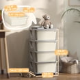 thumbnail image 3 of Qaba 4 Tier Kids Toy Organizer with 4 Plastic Storage Bins, Cream White, 3 of 10