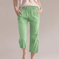 thumbnail image 2 of Plebaso Pantalons Capris Garçons Filles Coton Lin Cordon de Serrage Pantalons Décontractés Légers Raccourcis avec Poches, 2 of 5