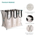 thumbnail image 3 of 3 Section Foldable Laundry Hamper, Large 90L Capacity Laundry Sorter, Oxford Metal X-Frame Clothes Storage Laundry Basket, 3 of 7