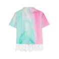 thumbnail image 4 of MeetoTime Kids Short Sleeve Tops Summer Casual Round Neck Gradient Color Lace Layered T-Shirt Tee for Girls, 4 of 4