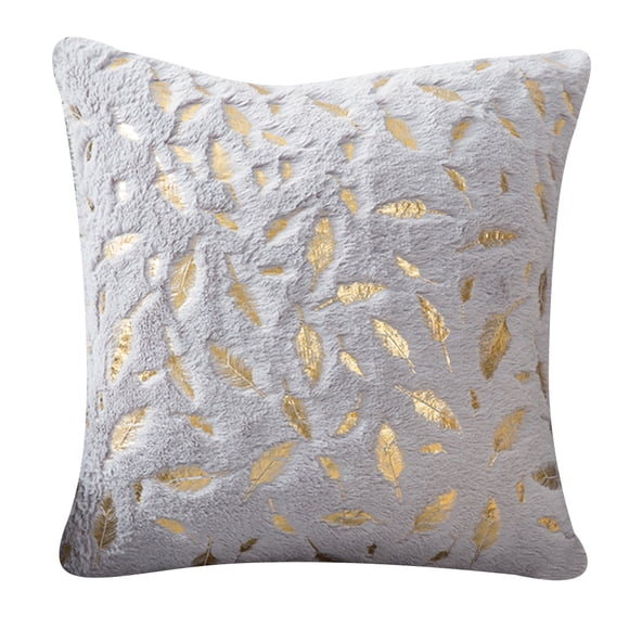 Sumhomie Gold Stamping Throw Pillow Cases Soft Plush Feather Cushion Cover 18"x18"