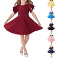thumbnail image 1 of NJDVHB Robe d'Été pour Tout-Petit, Robe de Plage pour Fillette, Robe de Fête pour Fille, Robe Décontractée Unie à Manches Courtes pour Fille, Noir, 100, 1 of 5