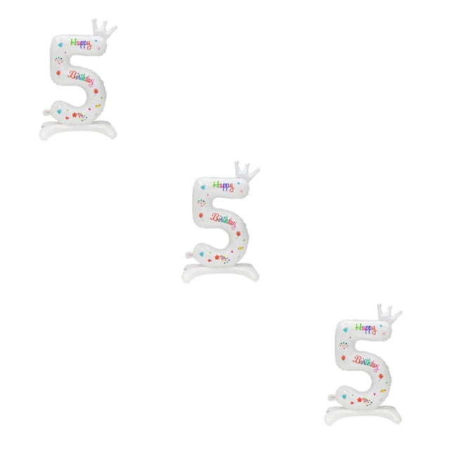 Thinsony Spherical And Beautiful White Digital Balloons - For Party Decorations Aluminum Number 5 3Set