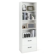 Costway 6-Tier Tall Bookshelf Freestanding Modern Bookcase White Storage Cabinet