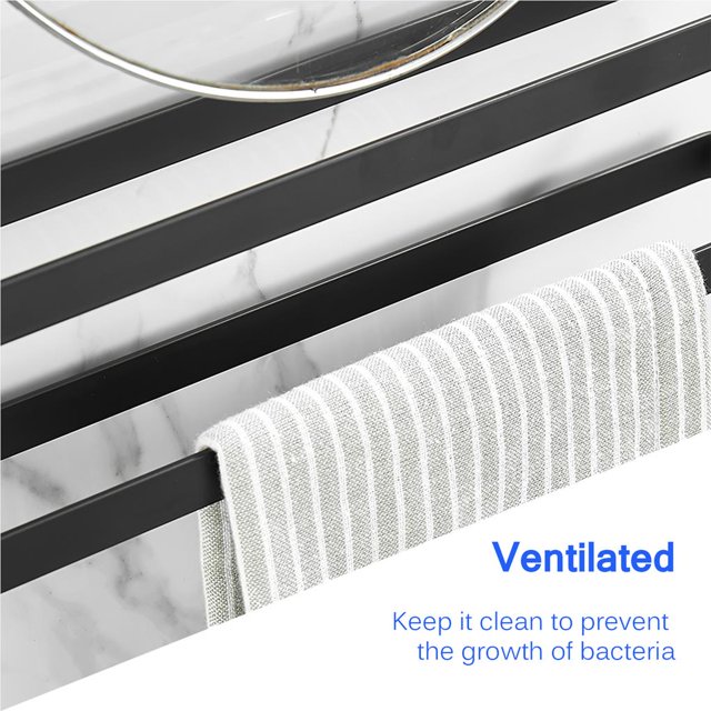 Durable Waterproof and Moisture-proof Black Slipper Rack Free Perforated Space Aluminum Toilet Rack Bathroom Rotating Folding Movable Towel Rack