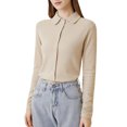 thumbnail image 1 of Ladies Early Autumn Solid Color German Velvet Lapel Cardigan Top for Daily Wear and Versatile Outfits, 1 of 8