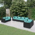 thumbnail image 1 of vidaXL 8 Piece Patio Lounge Set with Cushions Poly Rattan Black, 1 of 5