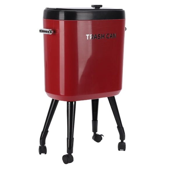Kitchen Trash Can with Wheel Legs, 15L Large Capacity Dog Proof Tall Narrow Garbage Pail Portable Slim Plastic Waste Basket with Lid for Bathroom, Bedroom, Living Room