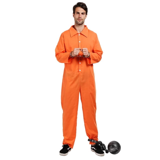 ReneeCho Costume de Prisonnier pour Homme Jail Bird, Orange, Petit