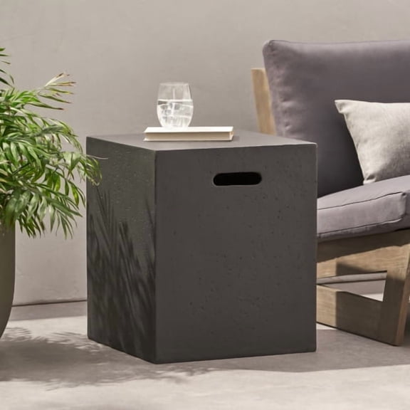 taoruifang Support de Réservoir de Propane mgo Table d'Appoint pour Foyer au Gaz, Carré Gris Foncé 20 Pouces H
