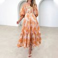 thumbnail image 1 of Robe d'Été pour Femmes 2024 Mode Grande Taille Décontractée Confortable Couleur Aguichant Poitrine Longue Robe Manches Courtes Col Rond 50 % de Réduction Liquidation!, 1 of 6
