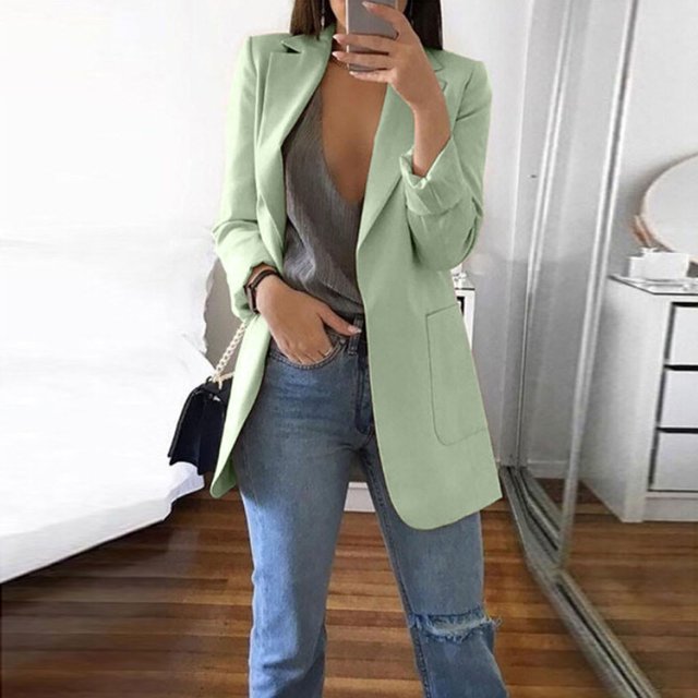 CEHVOM Women Autumn Winter Long Sleeve Office Coat Cardigans Suit Long Jacket