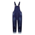 thumbnail image 1 of KIDSCOOL SPACE Boy Overalls,Big Pocket Ripped Adjustable Casual Denim Workwear,Blue,7-8 Years, 1 of 7