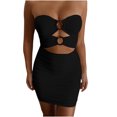 thumbnail image 1 of Fridja Womens Summer Solid Color Slim Hollowing Package Hip Bustier Dress, 1 of 5
