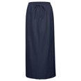 thumbnail image 3 of GPOECD Linen Maxi Skirts For Women Summer Comfortable Drawstring Waist A Line Boho Long Flowy Skirt, 3 of 7