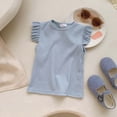 thumbnail image 4 of T-shirts Décontractés Amples pour Filles, Couleur Bonbon, Manches à Volants, Col Ras du Cou, Manches Courtes, pour Enfants, 4 of 4
