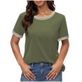 thumbnail image 3 of Pisexur Hauts pour Femmes, Hauts de Sortie pour Femmes & T-Shirt à Manches Courtes Col Rond Imprimé, Haut Ample, Hauts de Printemps pour Femmes Rose, m, 3 of 3