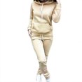 thumbnail image 1 of Femmes 2PCS Ensemble Long Dessin Sangles Slim-Fit Sweatshirt et Pantalon de Survêtement Ensemble, 1 of 4