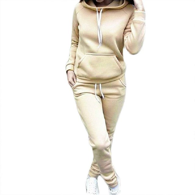 Femmes 2PCS Ensemble Long Dessin Sangles Slim-Fit Sweatshirt et Pantalon de Survêtement Ensemble