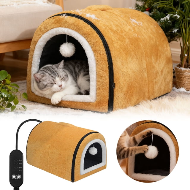 Oliegs Boxbollen Heated Cat Bed Cat Bed Detachable Semi Enclosed Cat Bed With Arched Roof And Temperature Control Suitable For Small And Medium Sized Cat Breeds Suitable For Winter Home Travel Walking