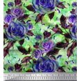 thumbnail image 1 of Soimoi polyester Crepe Fabric Leaves & Rose Flower Decor Fabric Printed Yard 52 Inch Wide, 1 of 3