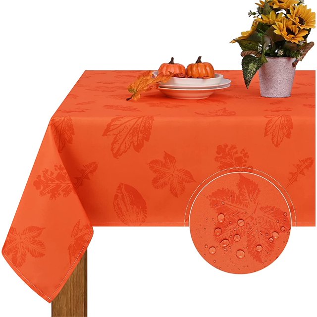 Nappe de l\'Action de Grâce Feuille d'Érable d'Automne, Nappe Feuilles de Récolte d'Automne Imperméable et Anti-Déversement pour Souper Cuisine Fête Décoration des Fêtes Rouille, Rectangle 60 x 84 Pouces