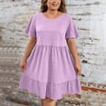 thumbnail image 4 of Weiqiqre Robes d'Été pour Femmes Décontractées Amples Mignonnes à Volants Manches Courtes Fluides Mini-Robe Robe d'Été, 4 of 8