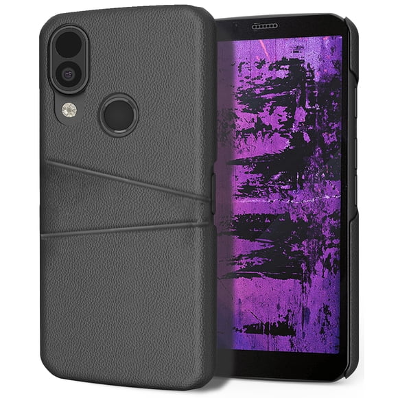 Nakedcellphone Case Compatible with CAT S62 Pro Phone, [Black] Mobile Wallet Cover Vegan Leather Slim Hard Shell [with Credit Card Slots]
