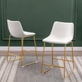thumbnail image 2 of Heavenly Collection PU Stool, Counter PU Stool, Modern Stool with Gold Legs, Kitchen Stool, Restaurant Stool, Island Stool, with Footrest - Set 2, 2 of 7