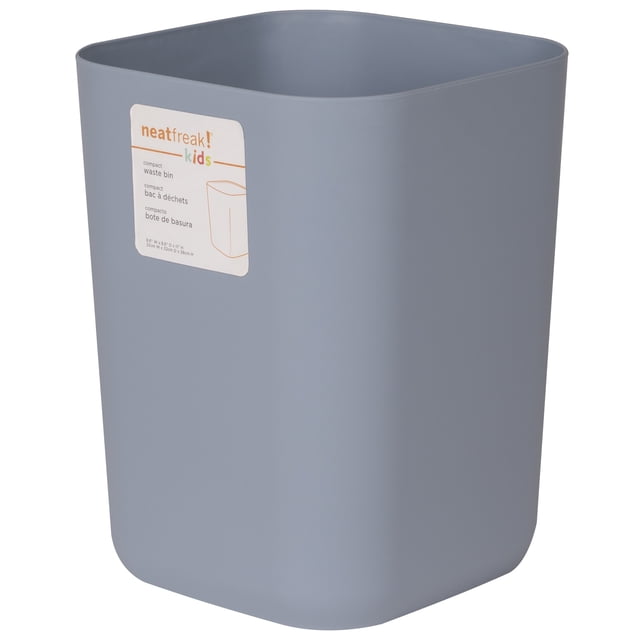 Neatfreak Kids Poubelle Compacte en Polypropylène Gris Mat à Fini Lisse, Forme Carrée avec Coins Arrondis, Capacité de 10 Litres, Idéale pour une Utilisation Intérieure dans les Chambres d'Enfants Ou les Salles de Bain, Convient Aussi comme Petite Poubelle pour Bureaux Ou Aires d'Artisanat.