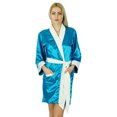 thumbnail image 1 of Bimba Women Short Satin Robe Velvet Belt Getting Ready Bridesmaid Robe Coverup, 1 of 7