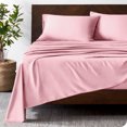 thumbnail image 2 of Bare Home Bamboo Sheet Set - Made from Rayon Fibers - Deep Pockets - 4 Piece - Split Head Flex King, Light Pink, 2 of 7