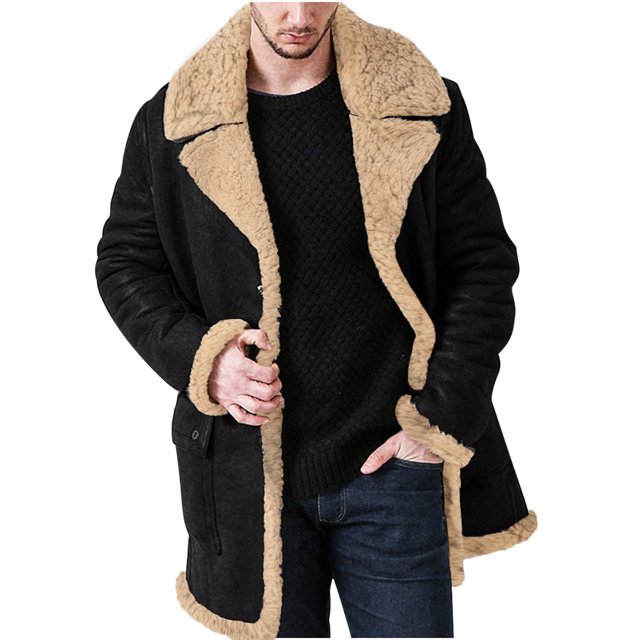 Dvkptbk Men's Solid Jacket Oversized Shacket Jacket Fall Winter Coat Long Sleeve Collar Spliced Jacket Coat