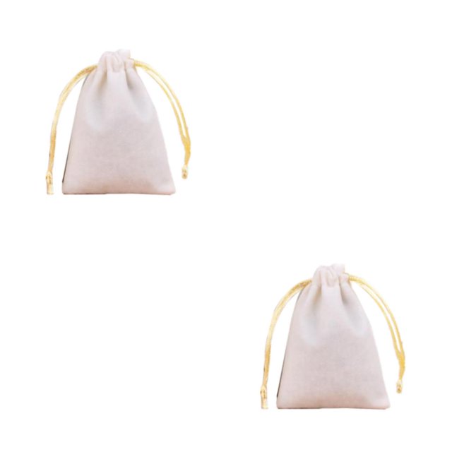 QualitChoice Jewellery Pouch Drawstring Bags Bracelet Packaging Goodies Mobile Phone Storage Holder Party Gifts Drawable Pouches Beige-7*9 2Set