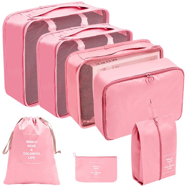 Gkeoshab Home Textile Storage Packing Cubes For Travel 7Pcs Travel Cubes Set Foldable Suitcase Organizer Lightweight Luggage Storage Bag Home & Garden