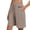 Khaki, variant on Cameland Womens Bermuda Shorts Knee Length Cotton Linen Shorts Loose Fit Summer Elastic Waist Casual Shorts with Pockets