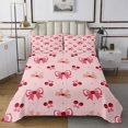 thumbnail image 1 of Erosebridal Ensembles de Couvre-Lit pour Ados avec Nœud, Format Simple, Courtepointe Cerise Rouge, Déco Princesse avec Nœud, 2 Pcs, 1 of 5