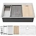 thumbnail image 3 of Kichae 28 Kitchen Sink Drop In - 28x22 Inch Drop Sink Workstation Stainless Steel Single Bowl Topmount Overmount Kitchen Sink Handmade Basin, 3 of 4