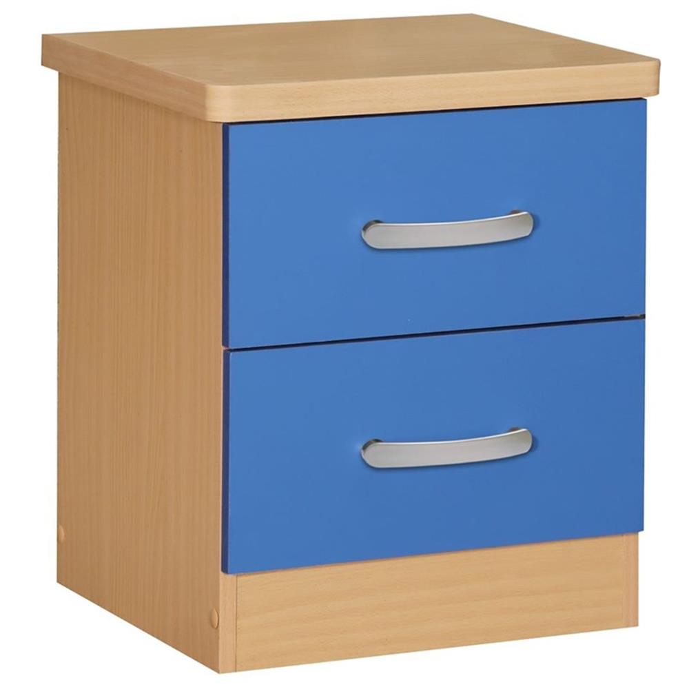 Pemberly Row Contemporary Faux Wood 2 Drawer Nightstand in Blue