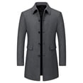 thumbnail image 1 of Veste de Complet pour Homme, Couleur Unie, Mi-Longue, Style Affaires Décontracté, à Manches Longues, à Revers, 1 of 8