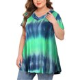 thumbnail image 2 of Heliisoer Plus Femmes Taille Tops Cravate-Teinte à Manches Courtes V-Cou Chemisier Plissé, 2 of 9