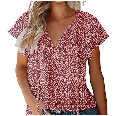 Tops for Women Sexy Casual Elegant Fragmented Casual V-Neck Chiffon Shirt Loose and Short Sleeved Tops for Women Tops for Women Sexy Elegant