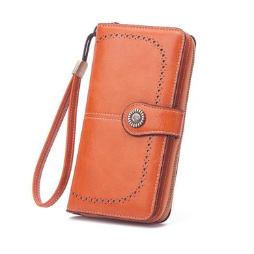 Wallets for Women Genuine Leather RFID Blocking Large Capacity Card Holder Ladies Purse Wristlet