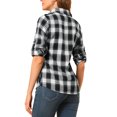 thumbnail image 3 of Unique Bargains Junior's Check Roll Up Sleeves Flap Pockets Brushed Shirt, 3 of 5