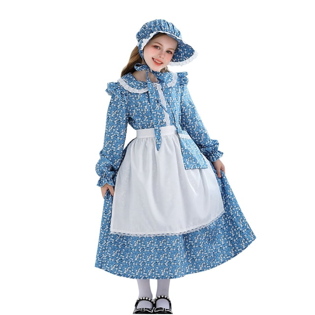 Tranfacy Robes d'Automne pour Filles, Robe Décontractée à Manches Longues, Robe à Pois à Manches Longues Col à Volants Robe Trapèze pour Filles 5-14 Ans