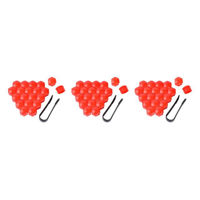 serony 20 Pcs Embouts de Roue de Voiture Couvre-Vis de Moyeu Automobile avec Clip Rouge 19mm 3Set